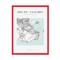 Plakat Mapa miasta Rio De Janeiro kwadrat 40X50 cm + ramka czerwona