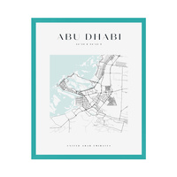 Plakat Mapa miasta Abu Dhabi kwadrat 21X29,7 cm + ramka turkusowe morze