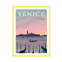 Plakat Miasta Wenecja 30X40 cm + ramka żółta
