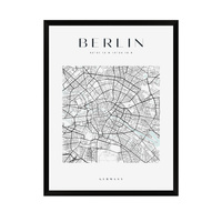 Plakat Mapa miasta Berlin kwadrat 21X29,7 cm + ramka czarna