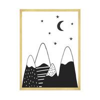 Plakat Dziecięce Góry księzyc 50X70 cm + ramka złota