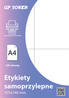 Etykieta samoprzylepna na arkuszu A4 105x148 mm 100 szt (4 etykiety na arkuszu) MP-RL-A4-04-W1