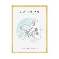 Plakat Mapa miasta Abu Dhabi koło 40X50 cm + ramka złota