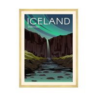 Plakat Państwa Islandia 40X50 cm + ramka złota