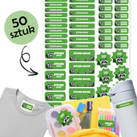 Personalizowane Naklejki Imienne Wodoodporne do przedszkola i szkoły 50 sztuk Mix25 Szop
