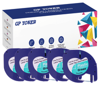 5x Taśma do Dymo LetraTag 59425 12mm x 4m Zielona Plastik - zamiennik GP-DY59425 x5
