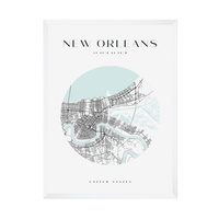 Plakat Mapa miasta New Orleans koło 40X50 cm + ramka biała