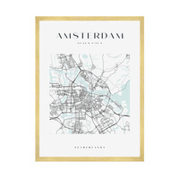 Plakat Mapa miasta Amsterdam kwadrat 40X50 cm + ramka złota