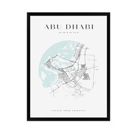 Plakat Mapa miasta Abu Dhabi koło 24X30 cm + ramka czarna