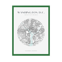 Plakat Mapa miasta Waszyngton koło 30X40 cm + ramka zielona