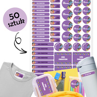 Personalizowane Naklejki Imienne Wodoodporne do przedszkola i szkoły 50 sztuk Mix30 Piratka